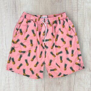 Mossman Australia Swim Trunks Pink Pineapple Print Mens XL Tropical Swimsuit